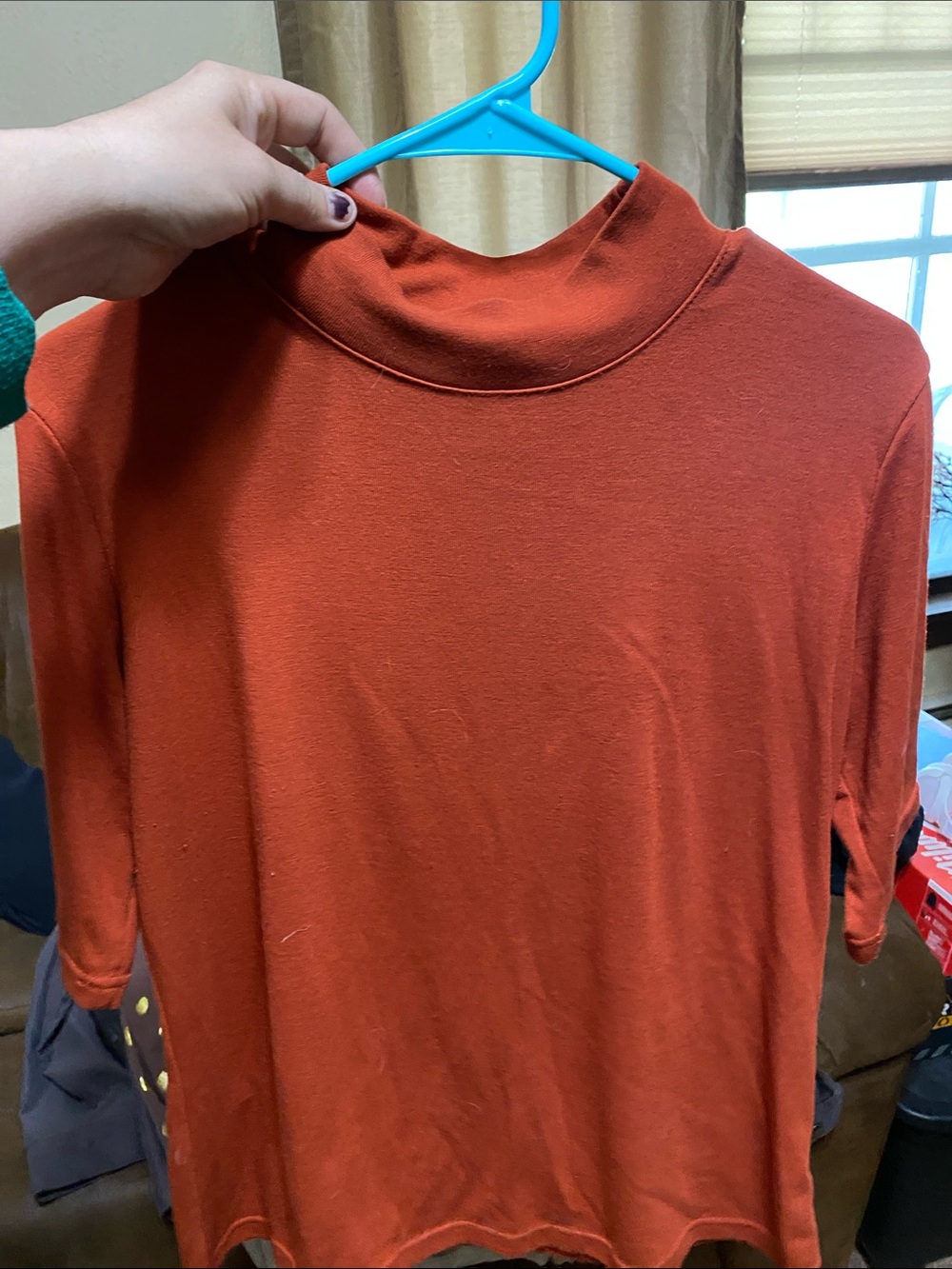 Rust Orange Mock Neck Top